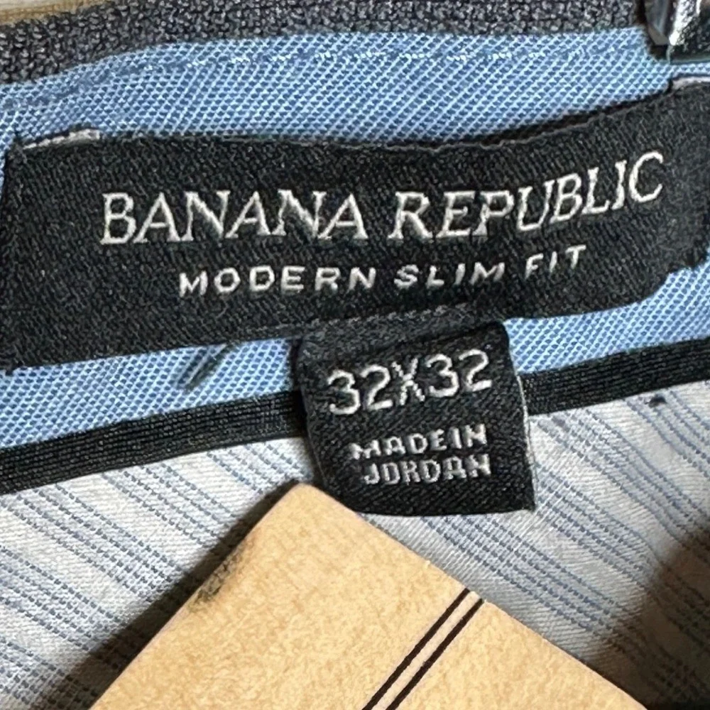 Banana Republic Men's Plaid Modern Slim Fit Dress Pants size 32 X 32 Gray/Blue